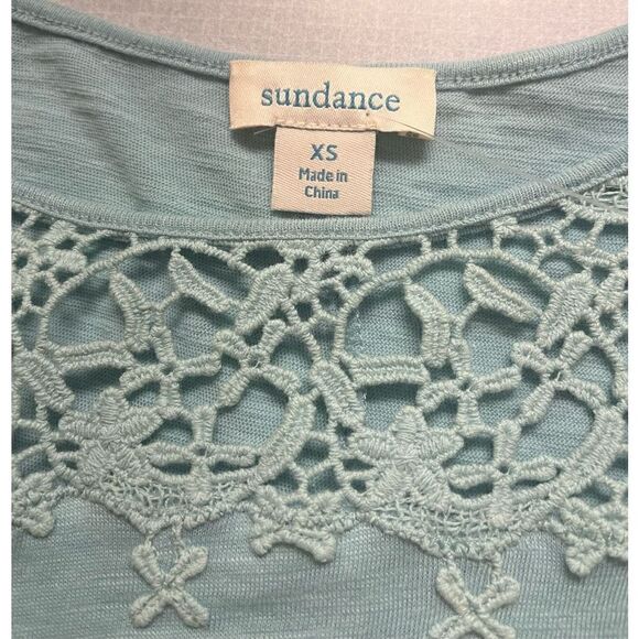 Sundance top aqua with open lace accent sz XS - Picture 4 of 4